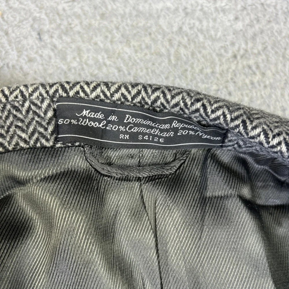 Vintage Bert Pulitzer‎ Blazer Mens 44 Gray Herringbone Camel Hair Wool Jacket
